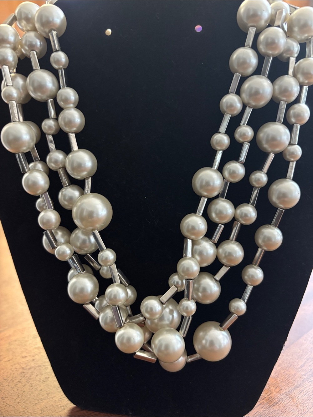 Multi-Strand Silver Pearl Necklace - Women Jewelry
